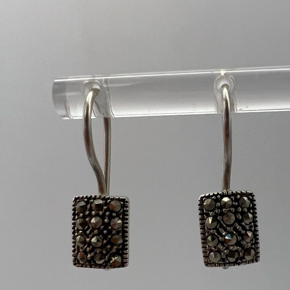 Genevieve & Grace Sterling Silver & Marcasite Rectangular Drop Earrings – New - Picture 8 of 16